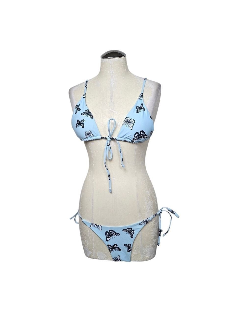 Zaful Blue Butterfly Bikini Matching Set M